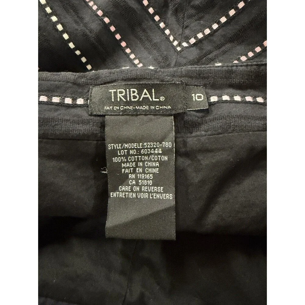 Tribal Black A-line Flare Skirt Chevron Zig Zag Sz 10 Corporate Capsule Cotton